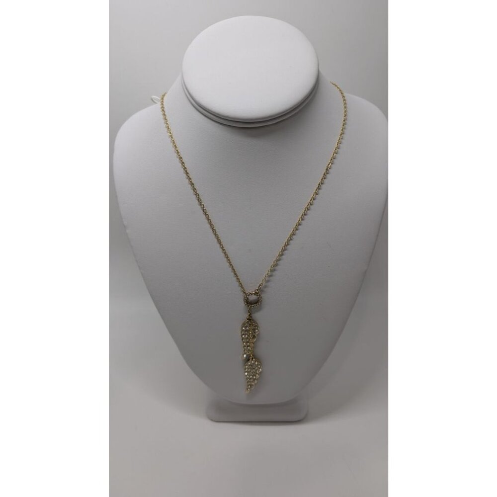 Gold Rhinestone Angel Wing Sliding Necklace